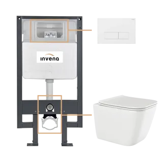 Invena ZESTAW PODTYNKOWY WC PAROS Z PRZYCISKIEM 603 BIAŁY...