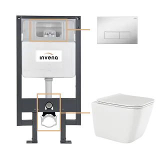 Invena ZESTAW PODTYNKOWY WC PAROS Z PRZYCISKIEM 603 CHROM...
