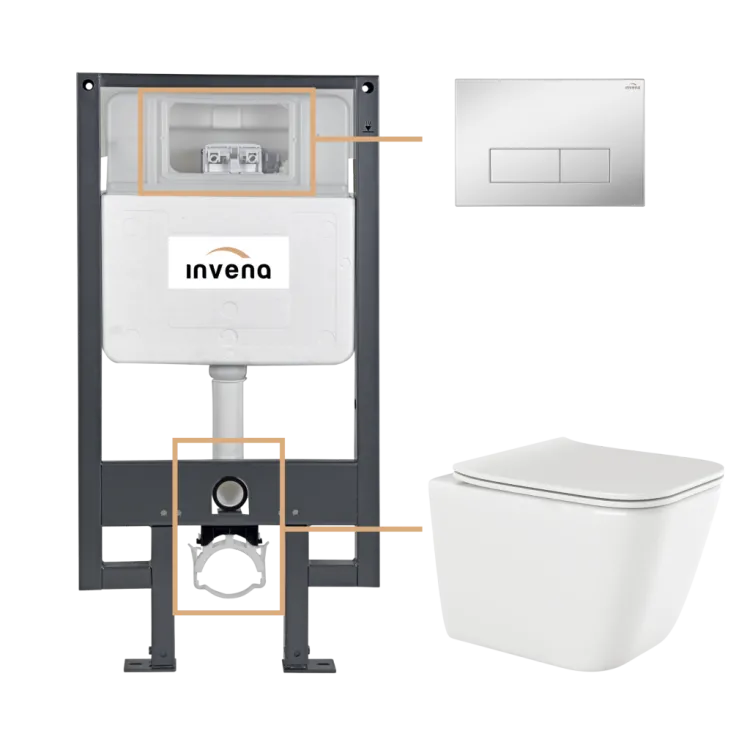 Invena ZESTAW PODTYNKOWY WC PAROS Z PRZYCISKIEM 603 CHROM CK-90-031