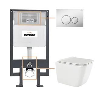 Invena ZESTAW PODTYNKOWY WC PAROS Z PRZYCISKIEM 604 CHROM...