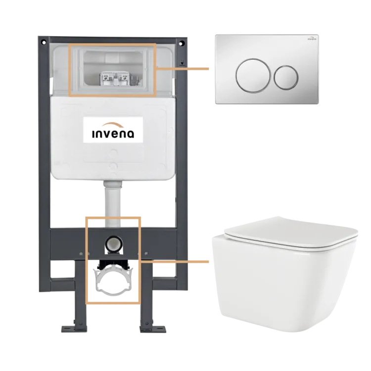 Invena ZESTAW PODTYNKOWY WC PAROS Z PRZYCISKIEM 604 CHROM CK-90-041