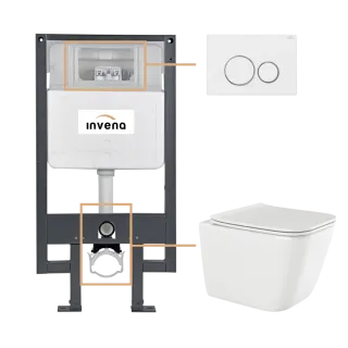 Invena ZESTAW PODTYNKOWY WC PAROS Z PRZYCISKIEM 604 BIAŁY...