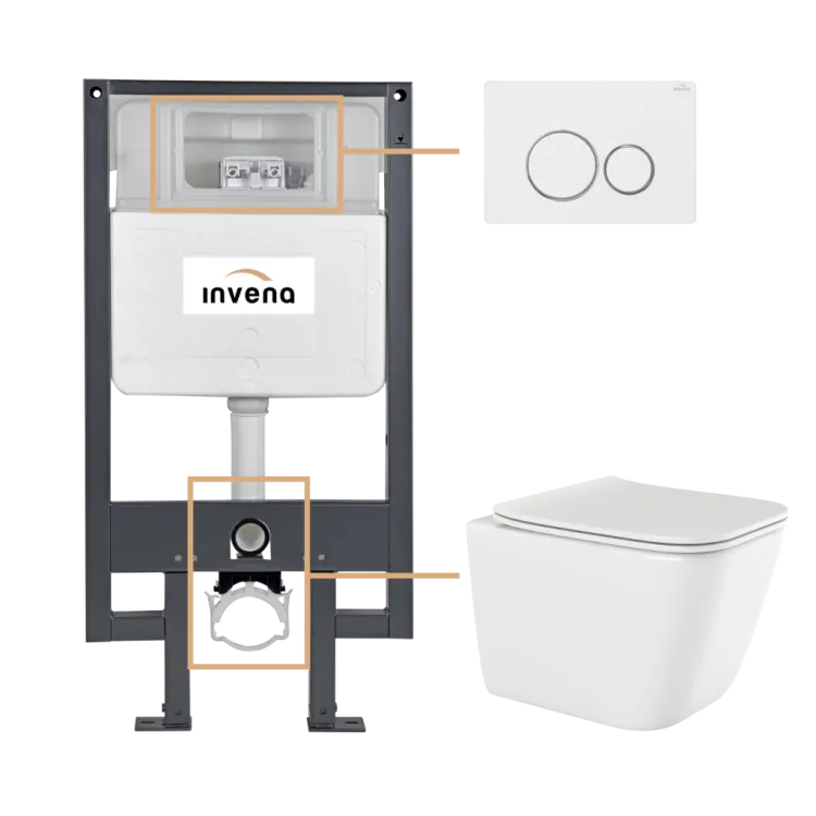 Invena ZESTAW PODTYNKOWY WC PAROS Z PRZYCISKIEM 604 BIAŁY CK-90-042