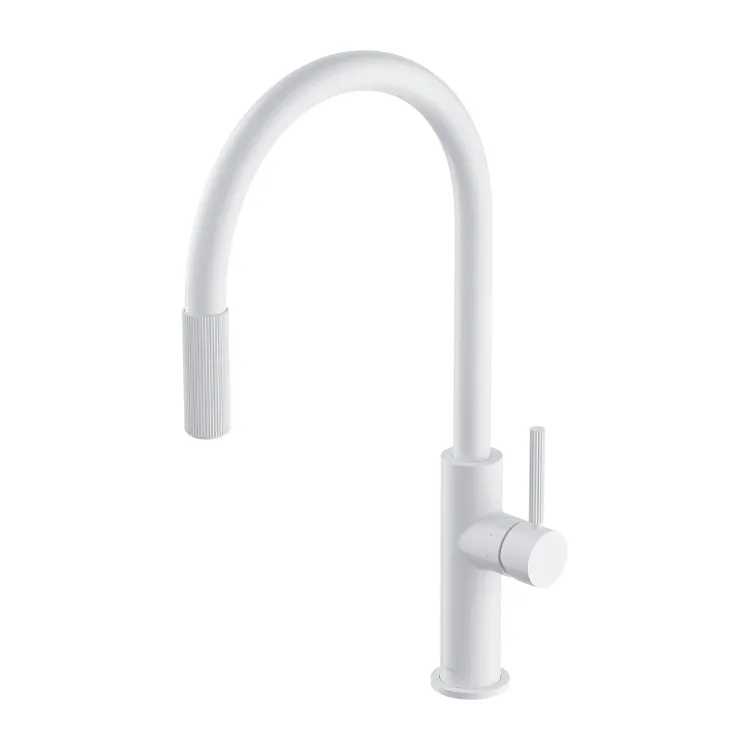 Omnires SWITCH bateria kuchenna z wyciąganą wylewką do podłączenia zestawu filtrującego, biały mat SW9059WM