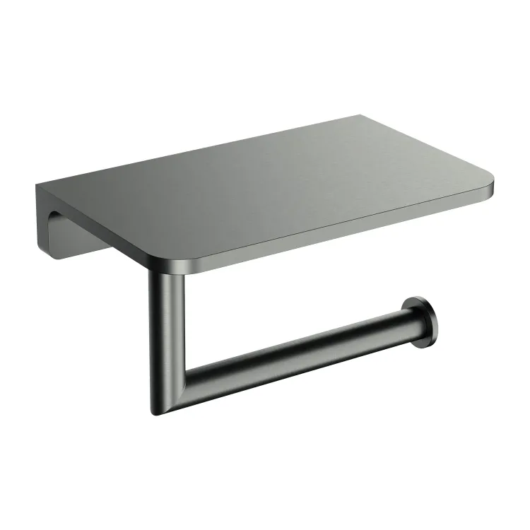 Omnires MODERN PROJECT uchwyt na papier toaletowy z półką, grafit szczotkowany MP60511GR