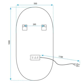 Rea LUSTRO LED OVL BLACK 50X100CM HOM-02505