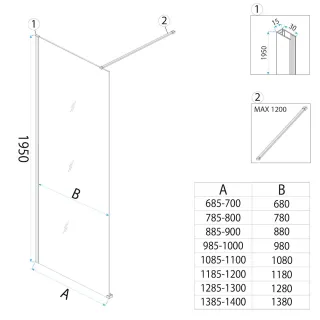 Rea ŚCIANKA PRYSZNICOWA FLEXI 130 cm GREY 1/2 REA-K9981