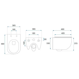 Rea WC - CARLO MINI TORNADO BLACK GOLD EDGE REA-C4695