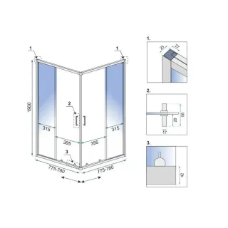 Rea KABINA CITY BRUSH COPPER 90x90 REA-K6984