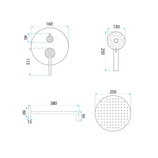 Rea ZESTAW NATRYSKOWY PODT FOSTER ZŁOTY SZCZOTKO + BOX REA-P6441