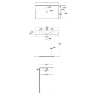 RAK Ceramics DES Umywalka podwiesz.nablat.81x46cm z otworem DESWB08101AWHA,