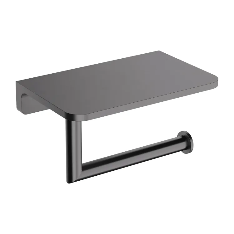 Omnires MODERN PROJECT uchwyt na papier toaletowy z półką, antracyt szczotkowany MP60511AT