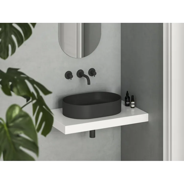 Ravak Umywalka ceramiczna Ceramic Slim O 55, czarny mat XJX0D155000