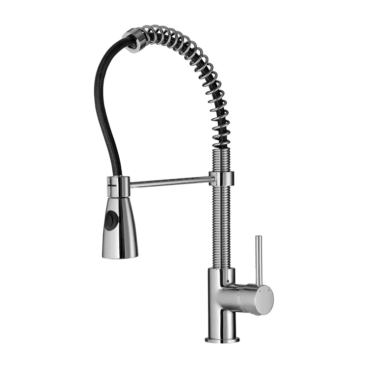 Omnires X2 bateria kuchenna z wyciąganą wylewką, chrom połysk/czarny mat X2CR