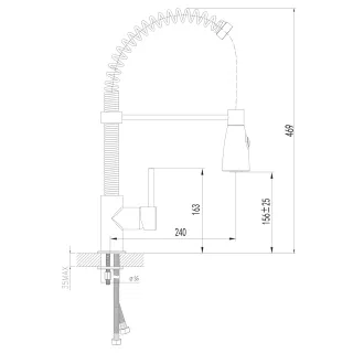 Omnires X2 bateria kuchenna z wyciąganą wylewką, chrom połysk/czarny mat X2CR