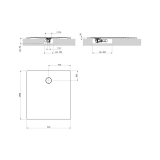 Omnires AQUAROCK kompozytowy brodzik prysznicowy antypoślizgowy, 90 x 100 cm, biały mat AQUAROCK90-100BM