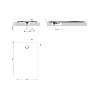 Omnires AQUAROCK kompozytowy brodzik prysznicowy antypoślizgowy, 80 x 140 cm, biały mat AQUAROCK80-140BM