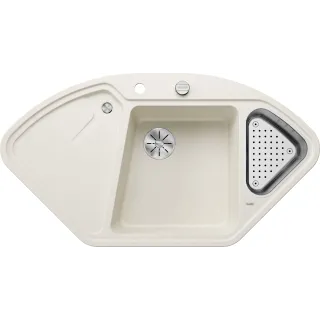 BLANCO DELTA II Silgranit delikatny biały narożny, korek...