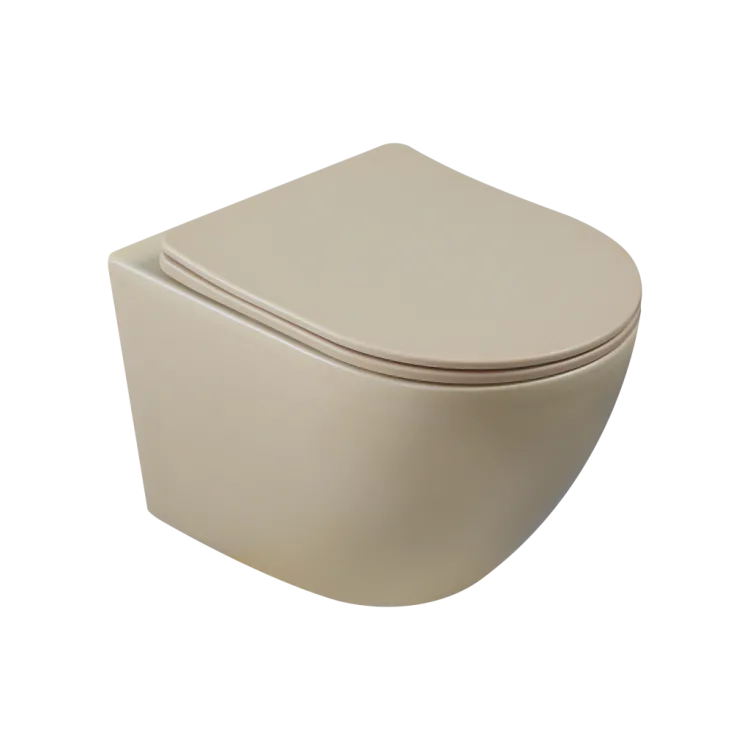 Invena MISKA WC PODWIESZANA, QFS, TAVRO OKRĄGŁA, Z DESKĄ WOLNOOPAD CAPPUCCINO CE-71-008-Y