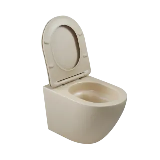 Invena MISKA WC PODWIESZANA, QFS, TAVRO OKRĄGŁA, Z DESKĄ WOLNOOPAD CAPPUCCINO CE-71-008-Y