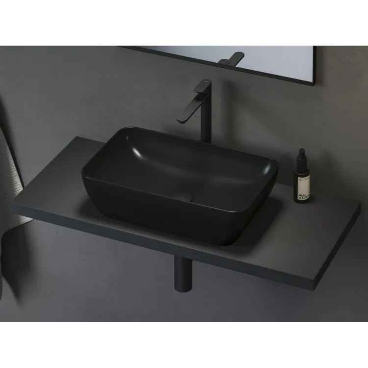 Ravak Umywalka ceramiczna Uni 50 R Slim, czarny połysk XJX03150000