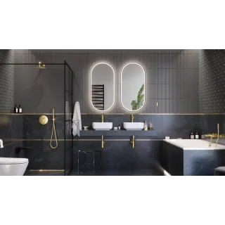 Excellent Corido lustro łazienkowe 100x50 cm owalne, oświetlenie LED mata grzewcza, czarny mat DOEX.CO100.050.BL