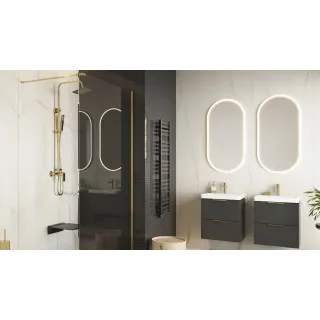 Excellent Corido lustro łazienkowe 100x50 cm owalne, oświetlenie LED mata grzewcza, złoty połysk DOEX.CO100.050.GL