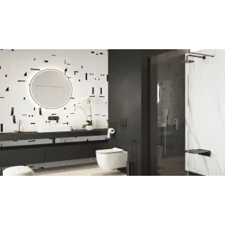 Excellent Corido lustro łazienkowe 100 cm okrągłe oświetlenie LED mata grzewcza, czarny mat DOEX.CO100.BL