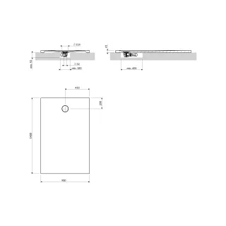 Omnires AQUAROCK kompozytowy brodzik prysznicowy antypoślizgowy, 90 x 140 cm, biały mat AQUAROCK90-140BM