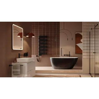 Excellent Corido lustro łazienkowe 80x60 cm prostokątne, oświetlenie LED mata grzewcza, czarny mat DOEX.CO080.060.BL