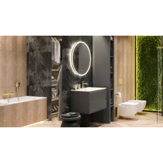 Excellent Corido lustro łazienkowe 100 cm okrągłe oświetlenie LED mata grzewcza, złoty połysk DOEX.CO100.GL