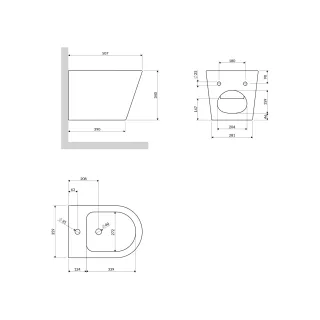 Omnires TAMPA bidet wiszący, 51 x 37 cm, biały połysk TAMPABIBP