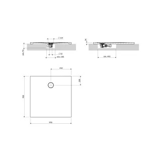 Omnires AQUAROCK kompozytowy brodzik prysznicowy antypoślizgowy, 90 x 90 cm, biały mat AQUAROCK90-KBM