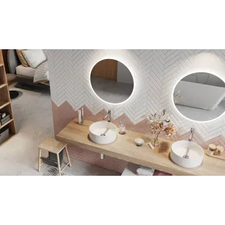 Excellent Lumiro lustro łazienkowe 80 cm okrągłe oświetlenie LED mata grzewcza, rama akrylowa DOEX.LU080.AC