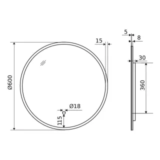 Excellent Lumiro lustro łazienkowe 60 cm okrągłe oświetlenie LED mata grzewcza, rama akrylowa DOEX.LU060.AC