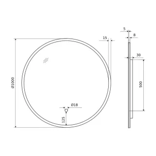 Excellent Lumiro lustro łazienkowe 100 cm okrągłe oświetlenie LED mata grzewcza, rama akrylowa DOEX.LU100.AC