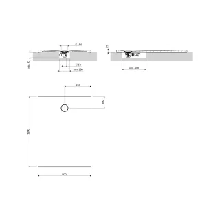 Omnires AQUAROCK kompozytowy brodzik prysznicowy antypoślizgowy, 90 x 120 cm, biały mat AQUAROCK90-120BM
