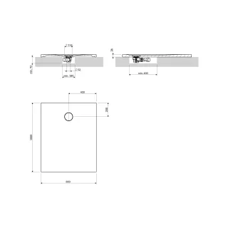 Omnires AQUAROCK kompozytowy brodzik prysznicowy antypoślizgowy, 80 x 100 cm, biały mat AQUAROCK80-100BM
