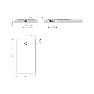 Omnires AQUAROCK kompozytowy brodzik prysznicowy antypoślizgowy, 90 x 160 cm, biały mat AQUAROCK90-160BM