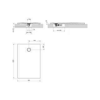 Omnires AQUAROCK kompozytowy brodzik prysznicowy antypoślizgowy, 80 x 120 cm, biały mat AQUAROCK80-120BM