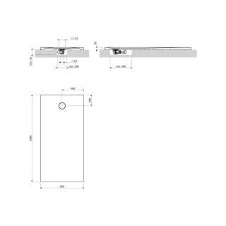 Omnires AQUAROCK kompozytowy brodzik prysznicowy antypoślizgowy, 80 x 160 cm, biały mat AQUAROCK80-160BM