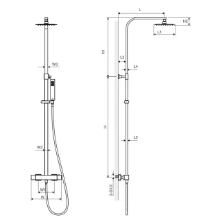 Actima Termo Square zestaw prysznicowy termostatyczny, chrom ARAC.SY.108CR