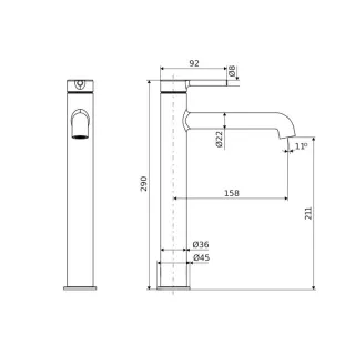 Excellent Delta PI bateria umywalkowa stojąca wysoka, grafit szczotkowany AREX.1212AB