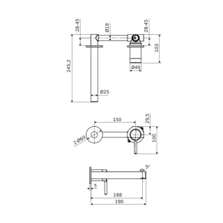 Excellent PI bateria umywalkowa podtynkowa komplet, nikiel szczotkowany AREX.1214NB