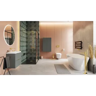 Excellent PI zestaw prysznicowy ścienny z deszczownicą 25 cm, złoty połysk AREX.1281GL