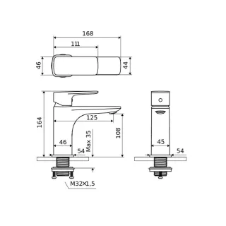 Excellent Keria bateria umywalkowa stojąca, czarny mat AREX.2001BL