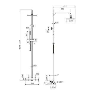 Excellent PI zestaw prysznicowy ścienny z deszczownicą 25 cm, chrom AREX.1281CR
