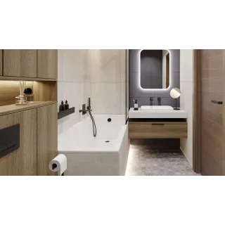 Excellent Keria wylewka wannowa ścienna, czarny mat AREX.2025BL