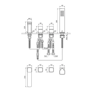 Excellent Keria bateria wannowa 4 otworowa, chrom AREX.2034CR