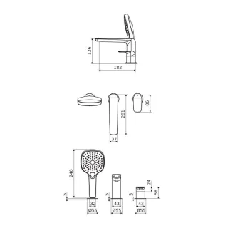 Excellent Clever 2.0 bateria wannowa 3 otworowa, grafit szczotkowany AREX.4134AB